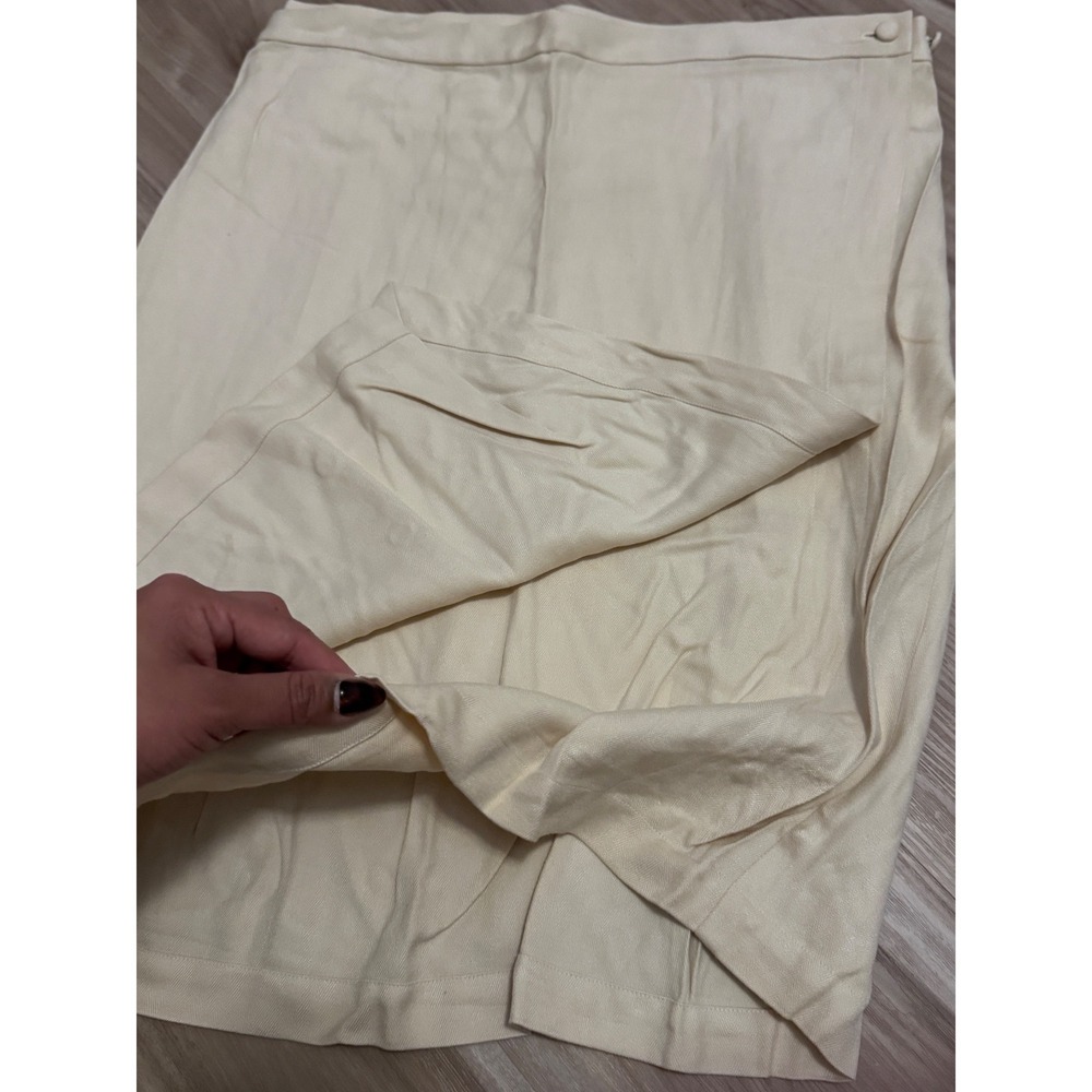 Vtg‎ EILEEN FISHER Silk Midi Skirt Beige Pleated Elastic Waist L v2 - Picture 4 of 6
